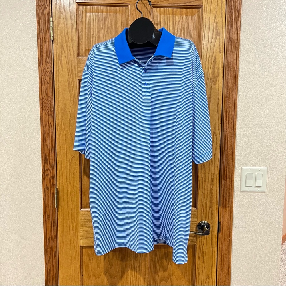 Cutter & Buck Forge Tonal Stripe Stretch Polo Shirt in Digital Blue Size 3XT - Picture 5 of 14